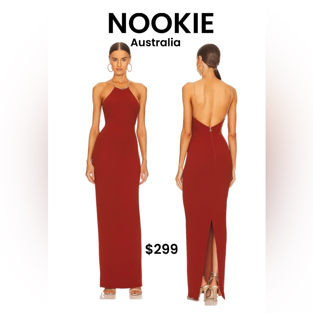 NOOKIE Lexi Chain Gown Rust NWT Formal Prom Gala Bridesmaids Wedding $299 Prom
